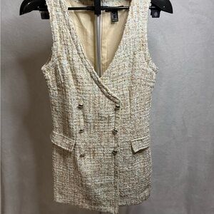Forever 21 Cream Tweed Double-Breasted Dress